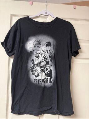 Black Fairy Tail Graphic Short Sleeve Tee - Women's Top